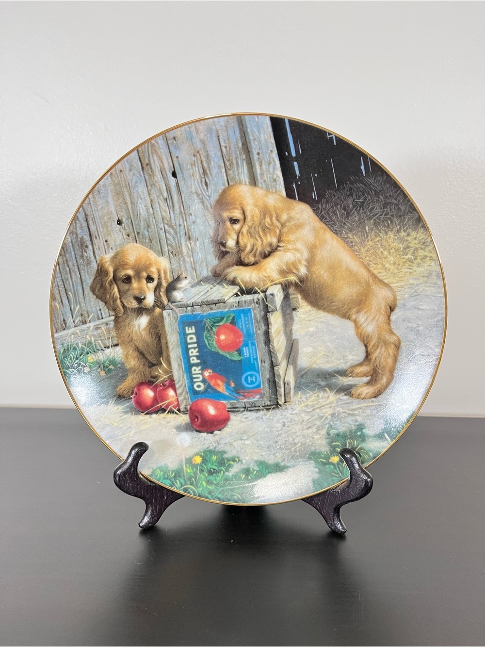 Vintage 1987 Jim Lamb “Double Take” 1st Issue Puppy Series Collector Plate